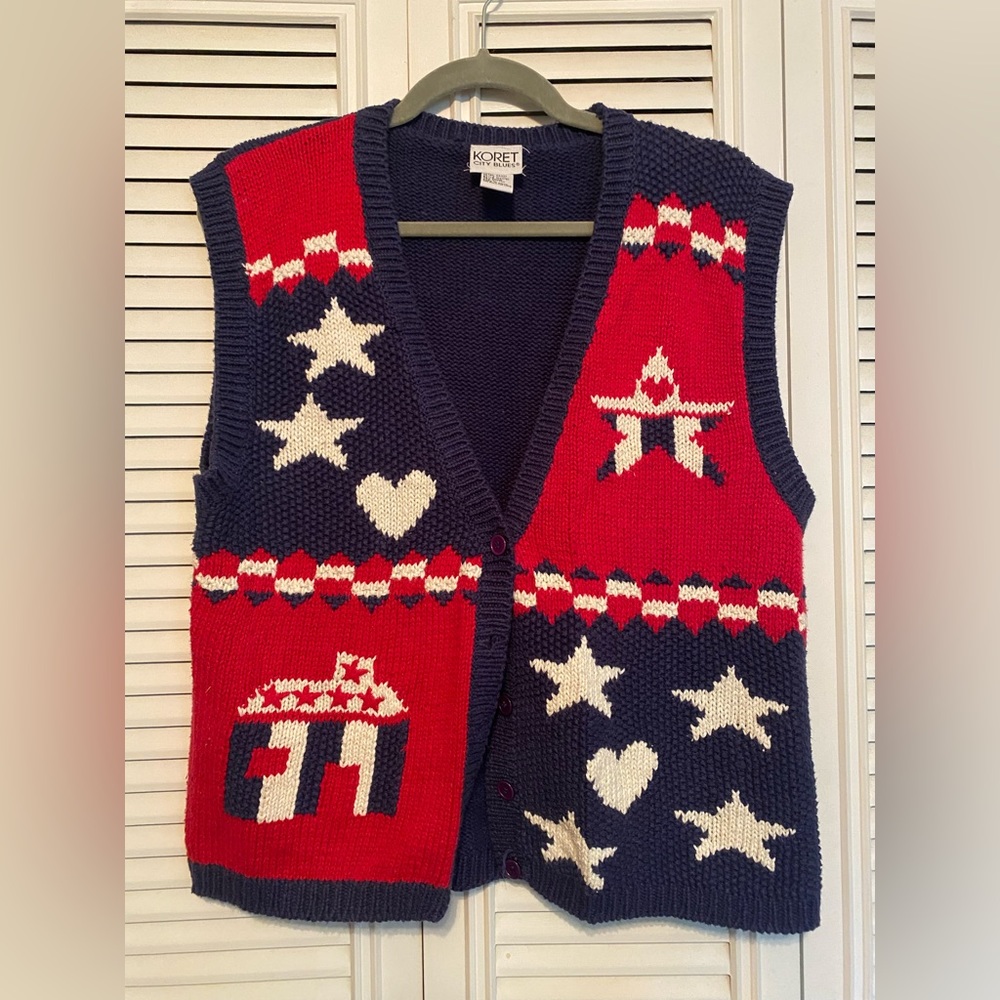 Vintage Women’s Patriotic Woven Sweater Vest